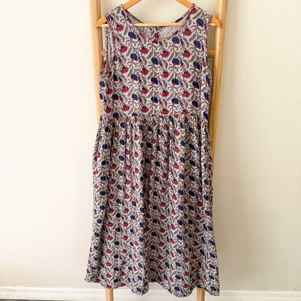 Natural Life Floral Boho Midi Dress Women’s Medium Sleeveless Button Back